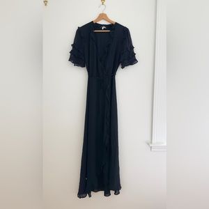 WAYF Black Wrap Dress Size S